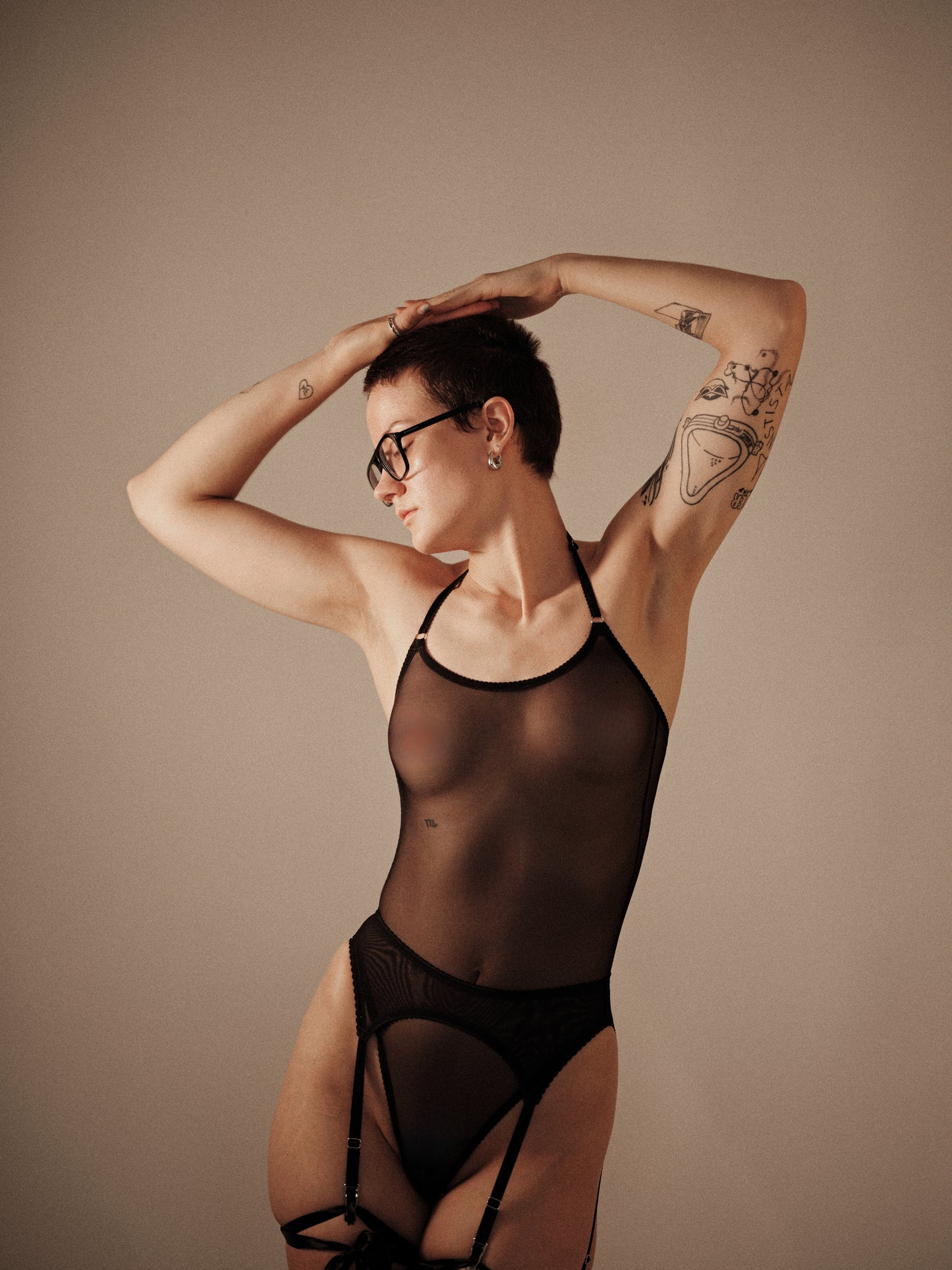 Picot Bodysuit Black