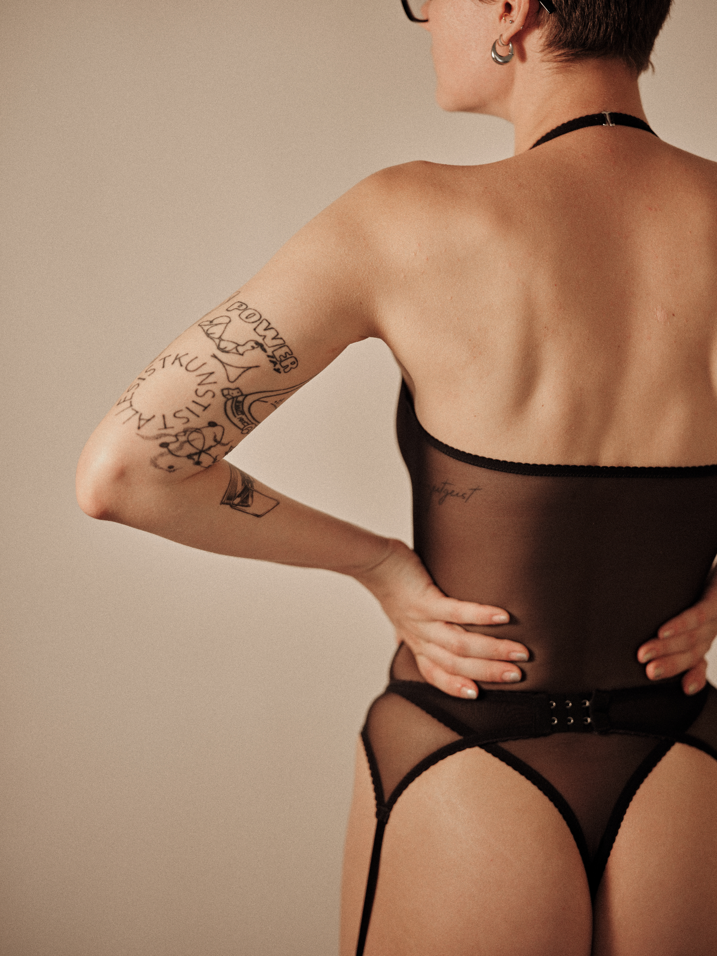 Picot Bodysuit Black