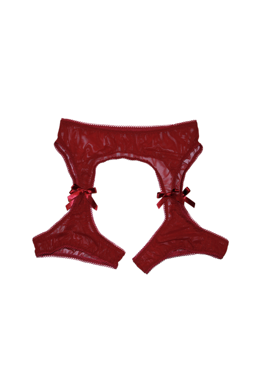 Bow Garter Belt - Wine