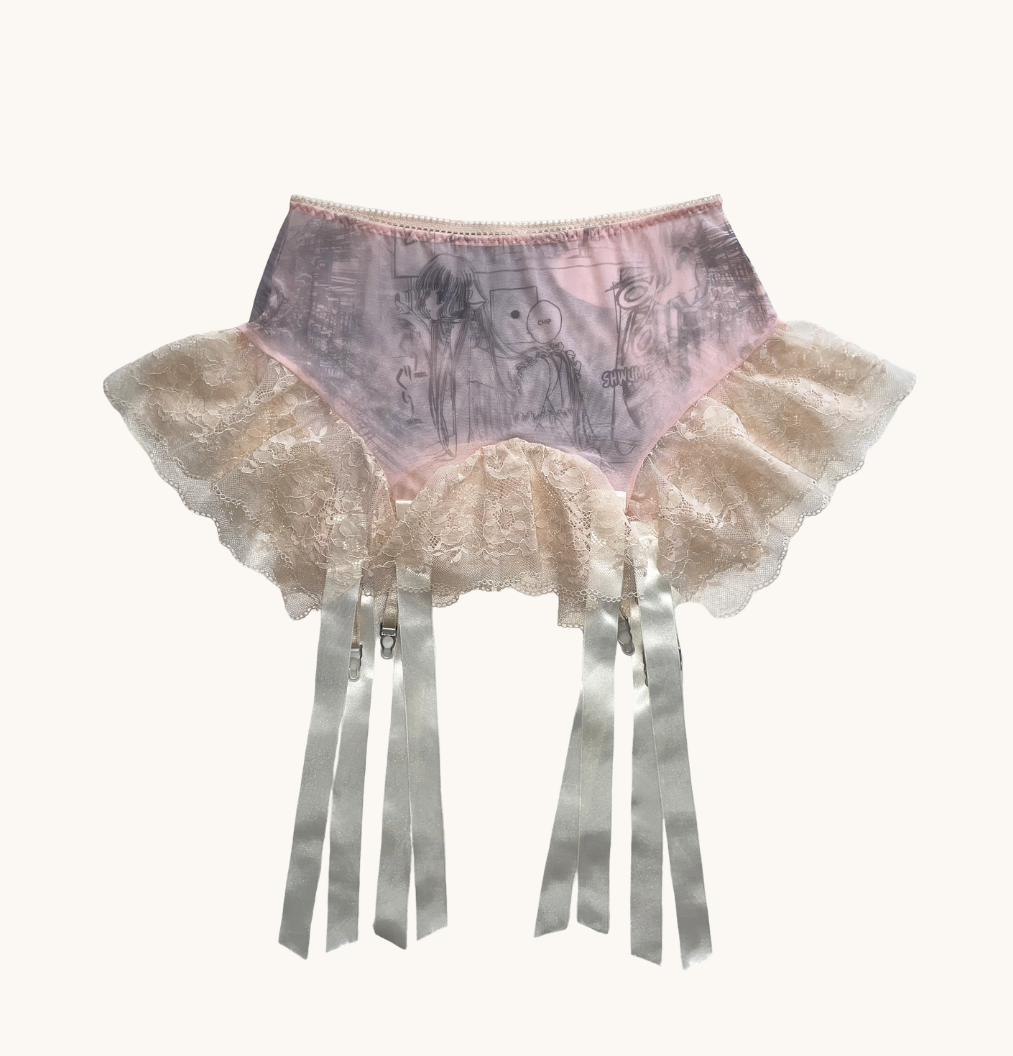 Chobits Garter Skirt - Rose/Lace